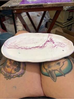 Handmade White and Pink Marble Eco ResinTray - Home Art
